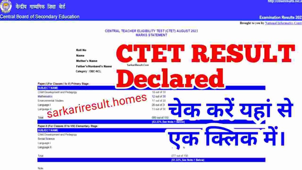 CTET RESULT 2023