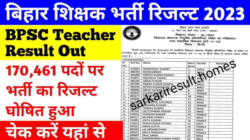 Bihar BPSC Teacher Result 2023